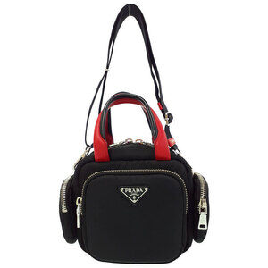 Prada Tessuto Nylon Pocket Top Handle Cargo Bag Black Fuoco